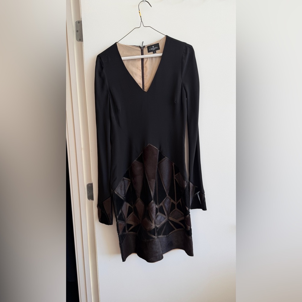 J. Mendel Black and Brown Long Sleeve Dress